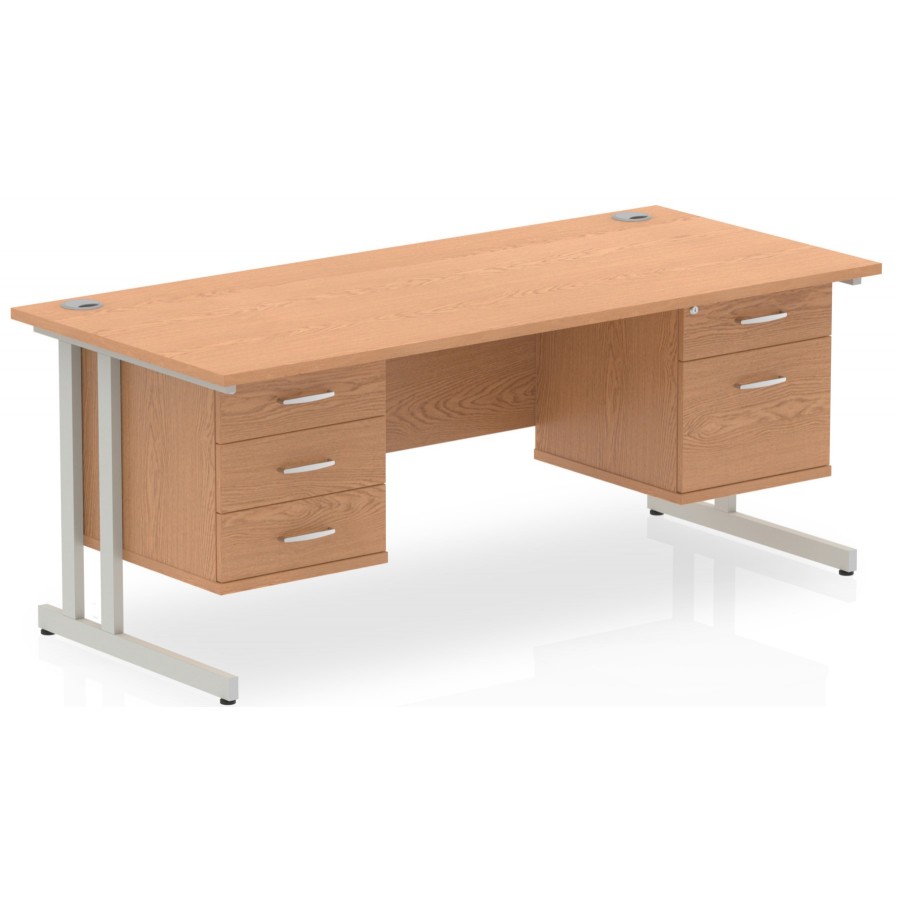 Rayleigh Cantilever Straight Desk with Double Fixed Pedestal